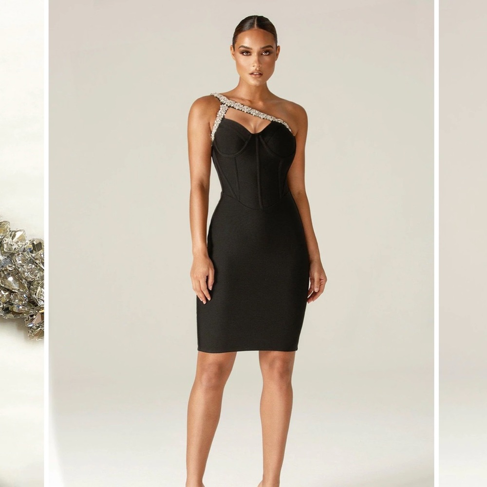 Diva Rhinestone Bandage Dress (Black) with tags
